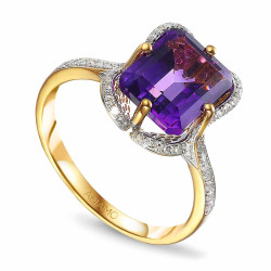 Pierścionek z ametystem i diamentami (R89888 Y AM): 7 - zdjęcie: 2