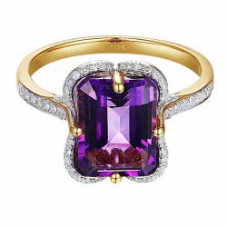 Pierścionek z ametystem i diamentami (R89888 Y AM): 7 - zdjęcie: 4