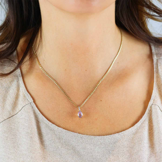 Zawieszka z różowym ametystem i diamentami (P86614 Y PAM)