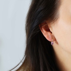 Kolczyki z różowymi ametystami i diamentami (E86614 Y P PAM)