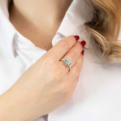 Pierścionek z akwamarynem i diamentami (R86442 Y AQ): 16 - zdjęcie: 3