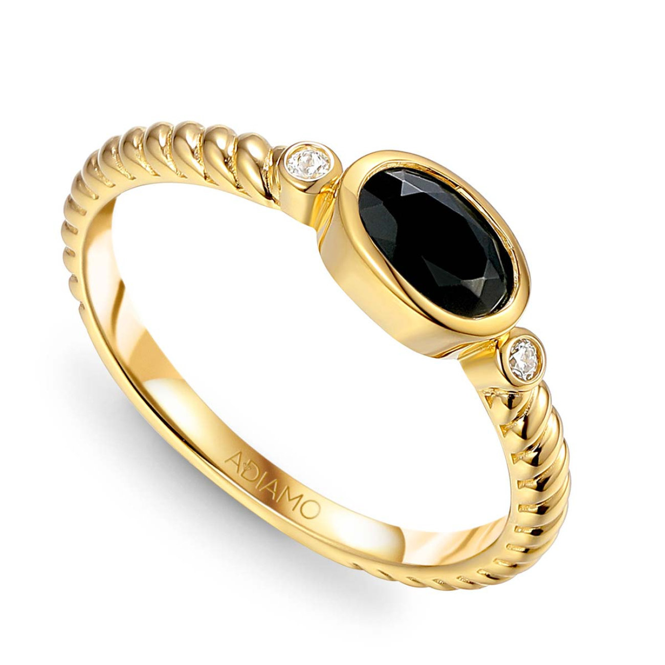 Pierścionek z czarnym agatem i diamentami (R85576 Y BAG): 7