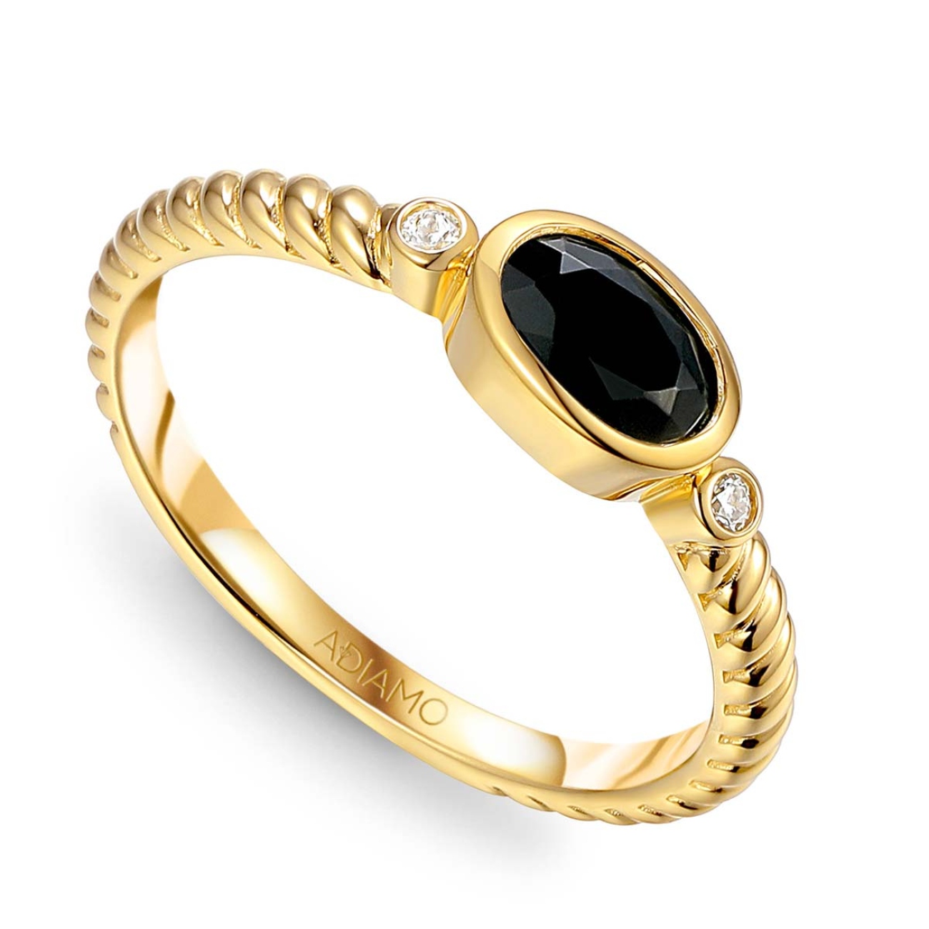 Pierścionek z czarnym agatem i diamentami (R85576 Y BAG): 7