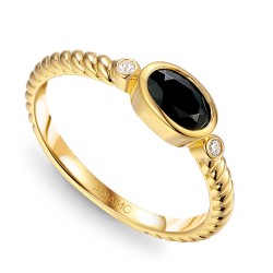 Pierścionek z czarnym agatem i diamentami (R85576 Y BAG): 7 - zdjęcie: 2