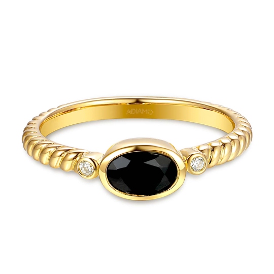 Pierścionek z czarnym agatem i diamentami (R85576 Y BAG): 7