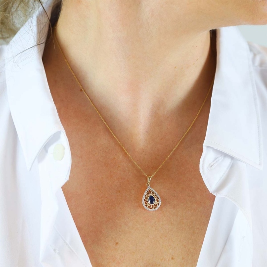 Zawieszka z szafirem i diamentami (P86862 Y SA)