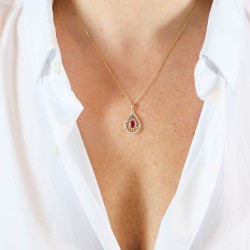 Zawieszka z rubinem i diamentami (P86862 Y RU) - zdjęcie: 3