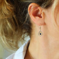 Kolczyki z szafirami i diamentami (E86862 Y SA) - zdjęcie: 3