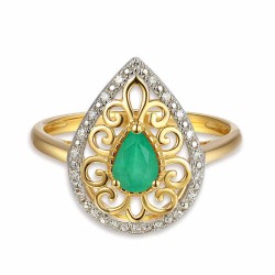 Pierścionek ze szmaragdem i diamentami (R86862 Y EM): 17 - zdjęcie: 4