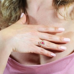 Pierścionek z rubinem i diamentami (R86862 Y RU): 16 - zdjęcie: 3