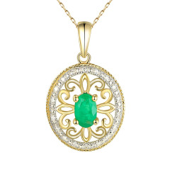 Zawieszka ze szmaragdem i diamentami (P86860 Y EM) - zdjęcie: 2