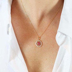 Zawieszka z rubinem i diamentami (P86860 Y RU) - zdjęcie: 3