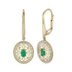 Kolczyki ze szmaragdami i diamentami (E86860 Y P EM) - zdjęcie: 2