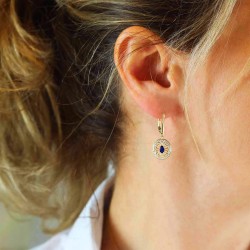 Kolczyki z szafirami i diamentami (E86860 Y P SA) - zdjęcie: 3