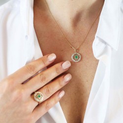 Zawieszka ze szmaragdem i diamentami (P86858 Y EM) - zdjęcie: 3