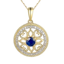 Zawieszka z szafirem i diamentami (P86858 Y SA) - zdjęcie: 2