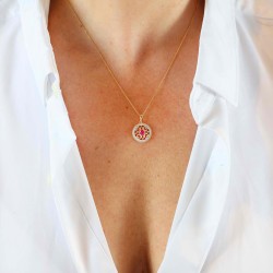 Zawieszka z rubinem i diamentami (P86858 Y RU) - zdjęcie: 3