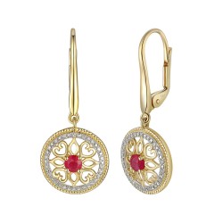 Kolczyki z rubinami i diamentami (E86858 Y P RU) - zdjęcie: 2