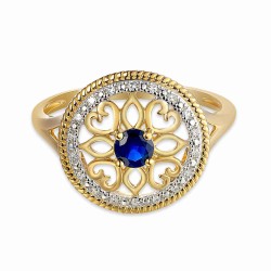 Pierścionek z szafirem i diamentami (R86858 Y SA): 7 - zdjęcie: 4