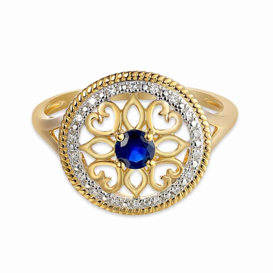 Pierścionek z szafirem i diamentami (R86858 Y SA): 7