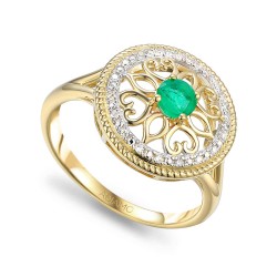 Pierścionek ze szmaragdem i diamentami (R86858 Y EM): 7 - zdjęcie: 2