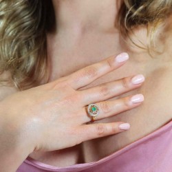 Pierścionek ze szmaragdem i diamentami (R86858 Y EM): 7 - zdjęcie: 3