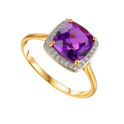 Pierścionek z ametystem i diamentami (R62906 Y D AM): 7 - zdjęcie: 2