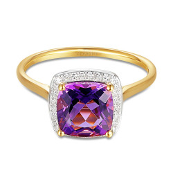 Pierścionek z ametystem i diamentami (R62906 Y D AM): 7 - zdjęcie: 4