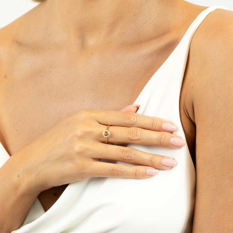 Pierścionek z cytrynem i diamentami (R62900 Y M CT)