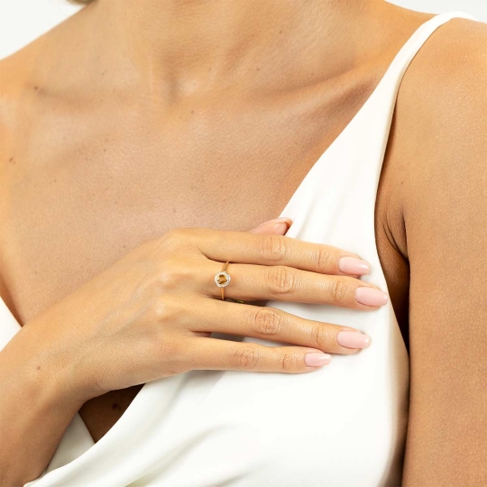 Pierścionek z cytrynem i diamentami (R62900 Y M CT): 14