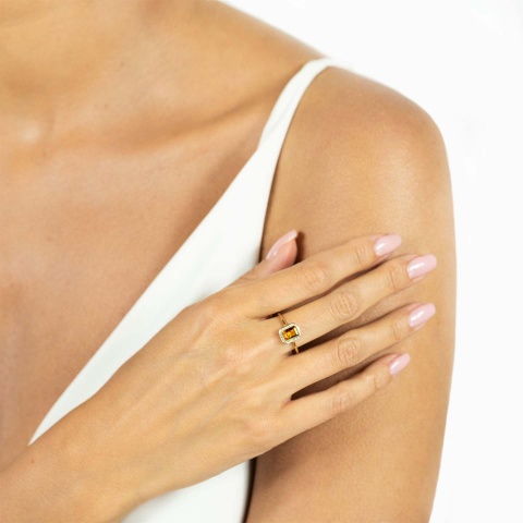 Pierścionek z cytrynem i diamentami (R62904 Y M CT)