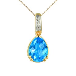 Zawieszka z niebieskim topazem i diamentami (P82452 Y BT) - zdjęcie: 2