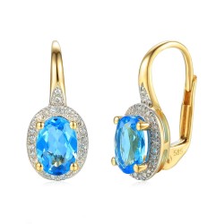 Kolczyki z niebieskimi topazami i diamentami (E78031 Y P BT) - zdjęcie: 2