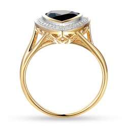 Pierścionek z czarnym agatem i diamentami (R56809 Y BAG): 10 - zdjęcie: 5