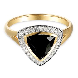 Pierścionek z czarnym agatem i diamentami (R56809 Y BAG): 10 - zdjęcie: 4