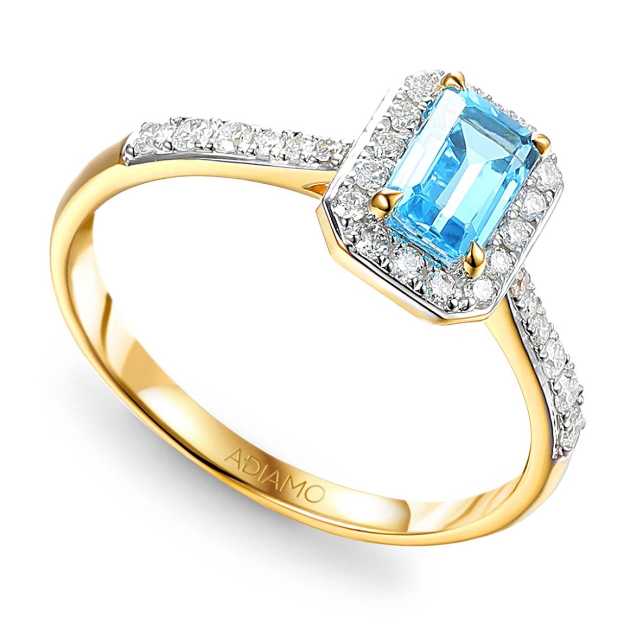 Pierścionek z niebieskim topazem i diamentami (R86386 Y BT): 10