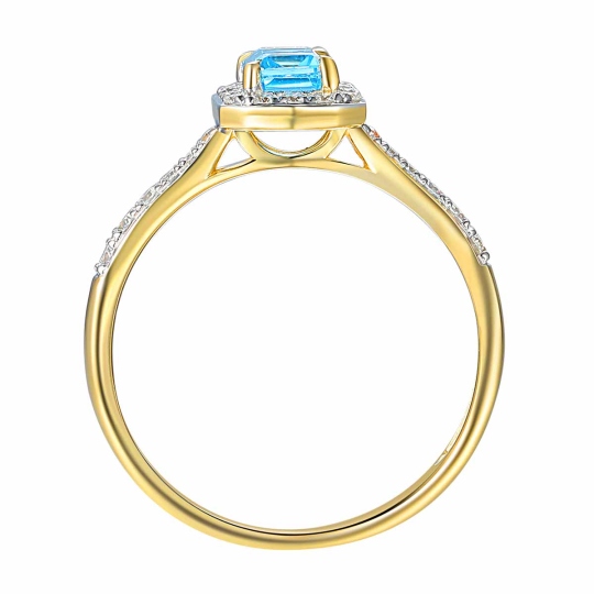 Pierścionek z niebieskim topazem i diamentami (R86386 Y BT): 10