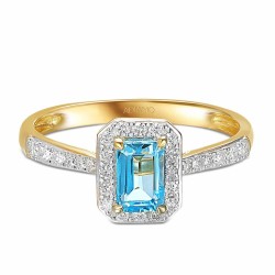 Pierścionek z niebieskim topazem i diamentami (R86386 Y BT): 10 - zdjęcie: 3