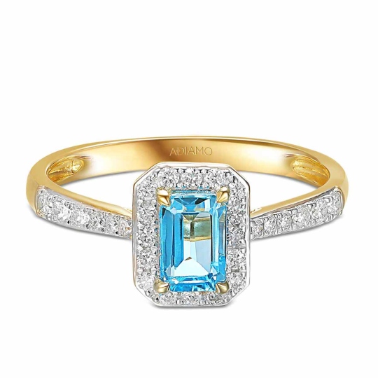 Pierścionek z niebieskim topazem i diamentami (R86386 Y BT): 10