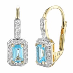 Kolczyki z niebieskimi topazami i diamentami (E86386 Y P BT) - zdjęcie: 2