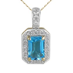 Zawieszka z niebieskim topazem i diamentem (P86386 Y BT) - zdjęcie: 2