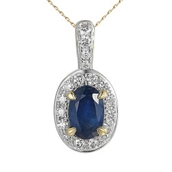 Zawieszka z szafirem i diamentem (P86389 Y SA) - zdjęcie: 2