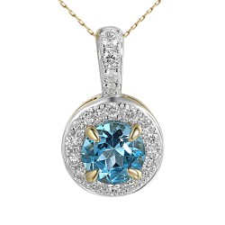 Zawieszka z niebieskim topazem i diamentem (P86388 Y BT) - zdjęcie: 2