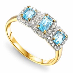 Pierścionek z niebieskimi topazami i diamentami (R86092 Y BT): 10 - zdjęcie: 2