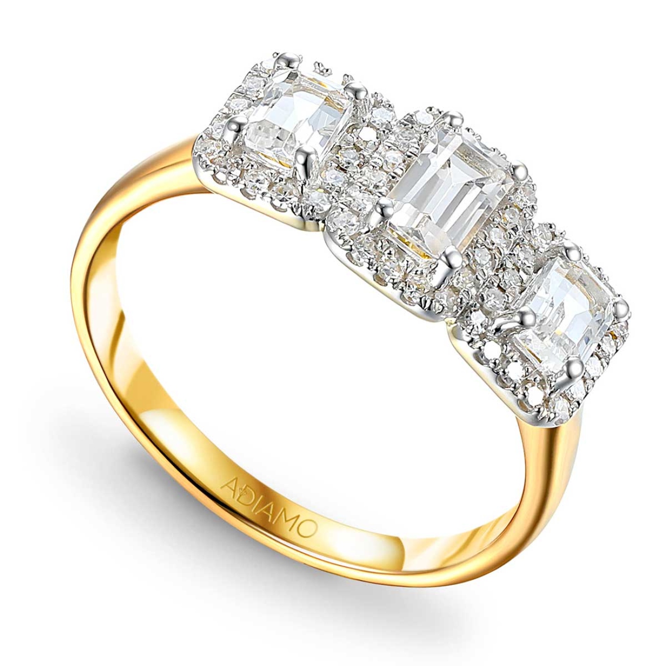 Pierścionek z białymi topazami i diamentami (R86092 Y WT): 10