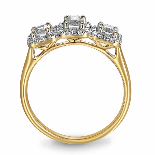 Pierścionek z białymi topazami i diamentami (R86092 Y WT): 10