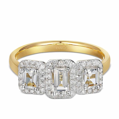 Pierścionek z białymi topazami i diamentami (R86092 Y WT)