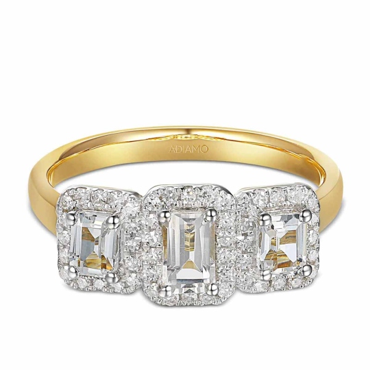 Pierścionek z białymi topazami i diamentami (R86092 Y WT): 10