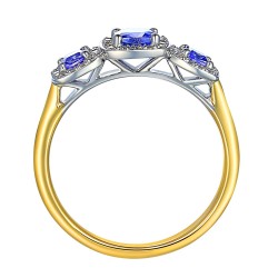 Pierścionek z tanzanitami i diamentami (R75257 YW T): 10 - zdjęcie: 3