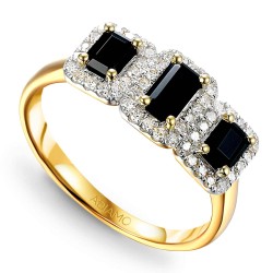 Pierścionek z czarnymi agatami i diamentami (R86092 Y BAG): 10 - zdjęcie: 2